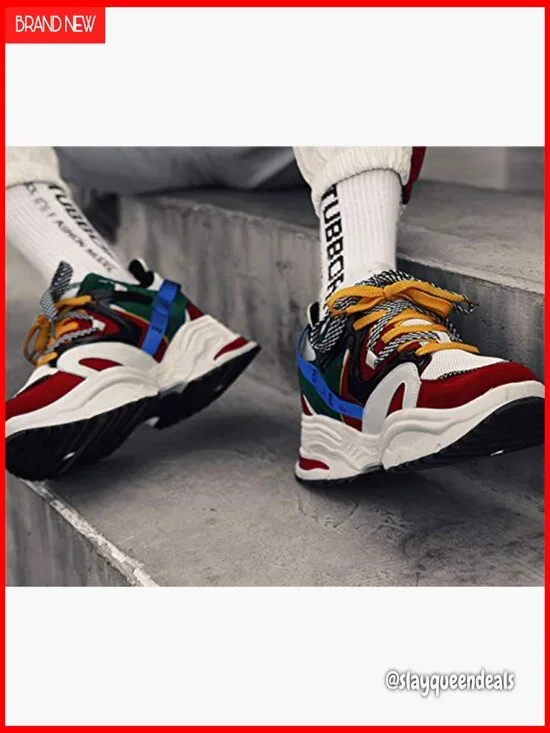 Retro Color Block Sneakers, Athletic Shoes for Walking Running Casual Wear - Picture 5 of 7